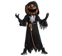 Spooktacular CreationsCostume da spaventapasseri e zucca di Halloween per bambini, costume da testa di zucca per cosplay di Halloween, gioco di ruolo (taglia grande (10-12 anni))