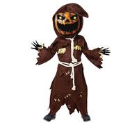 Spooktacular CreationsCostume da spaventapasseri spaventoso per bambini, costume da zucca per bambini, costume di Halloween per bambini con testa di zucca (taglia XXXL (14-16 anni))