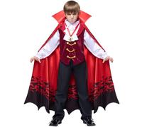 Spooktacular CreationsCostume da vampiro reale di Halloween per bambini, costume da Dracula per feste di Halloween, travestimenti e giochi di ruolo - Taglia S (5-7 anni)
