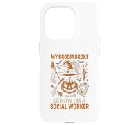 Spooktacular Social Worker Scopa Broke Fun Womens Halloween Custodia per iPhone 15 Pro