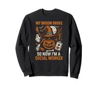 Spooktacular Social Worker Scopa Broke Fun Womens Halloween Felpa