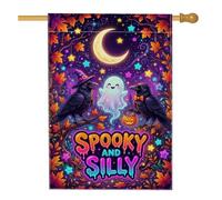 Spooky and Silly Halloween citazione casa corvo bandiera 71 x 101 cm