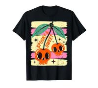 Spooky And Sweet Cherries Halloween Skull Cherry Maglietta