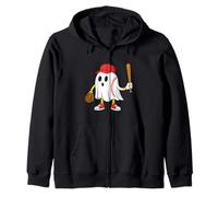 Spooky Baseball Ghost Halloween Costume Baseball Player Felpa con Cappuccio