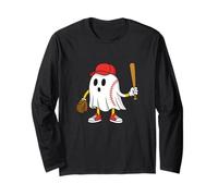 Spooky Baseball Ghost Halloween Costume Baseball Player Maglia a Manica