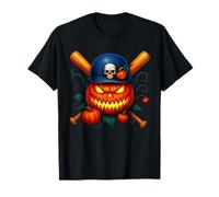 Spooky Baseball Pumpkin Monster Halloween Costume Boy Kid Maglietta