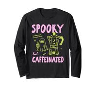 Spooky But Caffeinated Halloween Coffee Fall Autumn Vibes Maglia a Manica