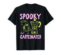 Spooky But Caffeinated Halloween Coffee Fall Autumn Vibes Maglietta