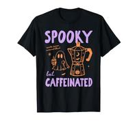 Spooky But Caffeinated Halloween Coffee Fall Autumn Vibes Maglietta