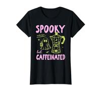 Spooky But Caffeinated Halloween Coffee Fall Autumn Vibes Maglietta con Stampa Grafica Economica, Donna, Nero, M