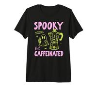 Spooky But Caffeinated Halloween Coffee Fall Autumn Vibes Maglietta Premium