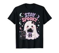 Spooky But Sweet Ghost Gatto Nero Pastello Goth Halloween Maglietta