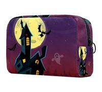 Spooky Castle in The Cemetery - Trousse da viaggio per cosmetici, grande, con cerniera, Multi, 18.5x7.5x13cm/7.3x3x5.1in, Beauty case