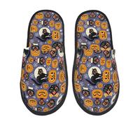Spooky Cats And Halloween Pumpkins Print Pantofole Comode Pantofole Da Casa Calde Slippers Per Donna Ospiti Feste M