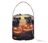 Spooky Cats and Halloween Pumpkins Yarn Bag Crochet Storage Organizer Portatile Viaggio Storage per Maglia Crochet Knitting