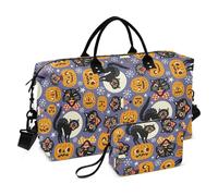 Spooky Cats and Happy Halloween Pumpkins grande borsa da viaggio borsa tote palestra borsa con tracolla regolabile per escursionismo multifunzionale