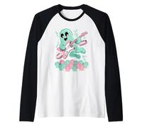 Spooky Chitarrista Elettrico Ghost Kawaii Punk Maglia con Maniche Raglan