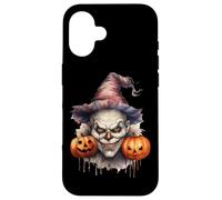 Spooky Clown With Pumpkins For Halloween Custodia per iPhone 16