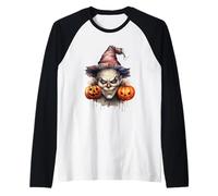 Spooky Clown with Pumpkins for Halloween Maglia con Maniche Raglan