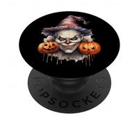 Spooky Clown With Pumpkins For Halloween PopSockets PopGrip Adesivo
