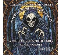 Spooky Creatures in Mosaic: A Mindful Stress Relief Grey Scale Journey