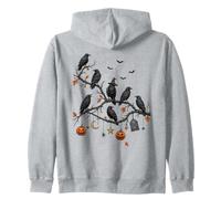 Spooky Crows Witch Hat Jack O Lanterna Scena di Halloween Felpa con Cappuccio