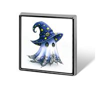 Spooky Cute Ghost Indossare Un Cappello Da Strega Unisex Spille & Spille Quadrato Leggero Risvolto Distintivo Gioielli per Abbigliamento Scialle Cappello