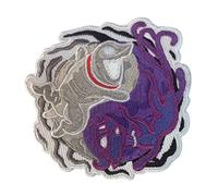 Spooky Cute Yin Yang Ghost Pet Dog and Cat Game Parody - Iron on Embroidered Patch Applique