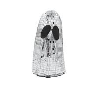 Spooky Decor, Ghost Sign, Disco Ball Ornament, Silver Halloween Centerpiece Display, Glittery Tiered Tray Accent, Cute Home Decoration for Fireplace Mantle, Tabletop, Desk, Shelf, Haunted House Party