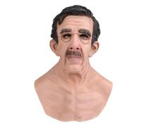 Spooky Elder Mmask - Detailed Human Expression Latex Visage, Enclosed Head Costume Disguese, Lifelike Creepy Appearance RAPLICA | Dramatic Play Equipment, Cosplay Gathering Essential, Film Scene
