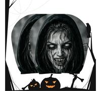 Spooky Face Car,Headrest Covers 2 Pieces Breathable Soft Elastic Protector | Headrest Covers For Halloween Truck SUV Interior Decoration