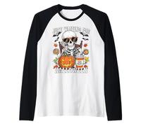 Spooky Fall aspetta solo Halloween Skeleton Pumpkin Maglia con Maniche Raglan