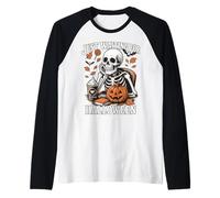 Spooky Fall aspetta solo Halloween Skeleton Pumpkin Maglia con Maniche Raglan