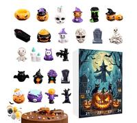 Spooky Figurines, Halloween Countdown Set, Mini Resin Statues, 26x18x2.5cm, 24-Day Display Calendar, Creepy Collectible Ornaments, Shelf Size, Mantel and Party Décor Calendar Showcasing