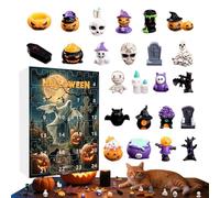 Spooky Figurines, Halloween Countdown Set, Mini Resin Statues, 26x18x2.5cm, 24-Day Display Calendar, Creepy Collectible Ornaments, Shelf Size, Mantel and Party Décor Calendar Showcasing