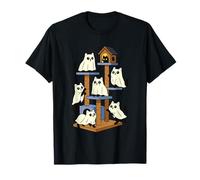Spooky Ghost Cats Carino Halloween Divertente Gatto Fantasma Amanti Maglietta