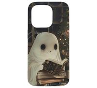 Spooky Ghost Reading Holiday Christmas Tree Custodia per iPhone 15 Pro