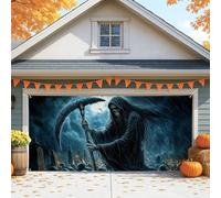 Spooky Grim Reaper Copertura per porta del garage, grandi decorazioni di Halloween per uso esterno e interno, perfetta per feste autunnali 400 x 180 cm