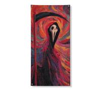 Spooky Grim Reaper copertura porta banner decorativo, colorato vorticoso tema Halloween decorazione porta d'ingresso, interni ed esterni, festival forniture per le vacanze 91 x 182 cm