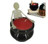 Spooky Halloween Candles, Skeleton Decor Wax Lights, Glowing Long-Lasting Centerpieces, Flameless Flicker Effect, Indoor Outdoor Use for Fireplace Mantle Farmhouse Party Desk Display