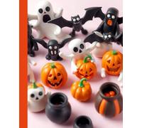 Spooky Halloween Composition Notebook: Cute Ghost, pumpkin & Bats| 7.5×9.25 Inches| 120 pages| perfect for school, journaling & notes