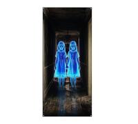 Spooky Halloween Fabric Front Door Cover Banner, 35x71 Inch Photo Backdrop