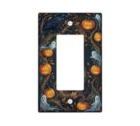 Spooky Halloween Foresta Jack-O'-Lanterna Singolo Rocker Interruttore Della | Tema foresta gotica, zucche incandescenti, figure fantasma galleggiante, silhouette di corvo, bosco autunno scuro
