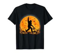 Spooky Halloween Full Moon Bigfoot Pumpkin Funny Sasquatch Maglietta