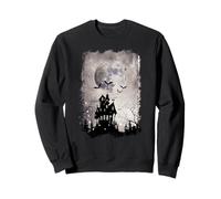 Spooky Halloween Haunted House Bats & Blood Moon Scene Felpa