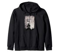 Spooky Halloween Haunted House Bats & Blood Moon Scene Felpa con Cappuccio