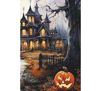 Spooky Halloween Notebook: College Ruled Lined Journal | 6 x 9 Paperback Matte Cover | Haunted House, Pumpkins & Autumn Gothic Landscape | 120 Pages for Writing, Notes, School & Journaling