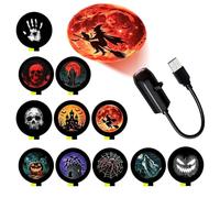 Spooky Halloween Projection Light, Flexible Indoor Projector Lamp, White | Plug In Usb Powered Festive Room Ambiance Creepy Visual Effects Display Prop