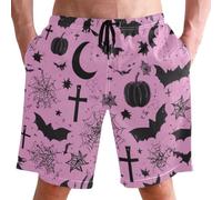 Spooky Halloween Pumpkins Stars Goth Pantaloncini da Spiaggia Leggero Pantaloni Corti Comodo Pantaloncini da Bagno per Estivi Beach Vacanze L