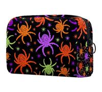 Spooky Halloween Spider Cosmetic Bag per donne, borsa da viaggio per articoli da toeletta borsa grande trucco pratico sacchetto organizzatore borsa con cerniera, Multi, 18.5x7.5x13cm/7.3x3x5.1in,